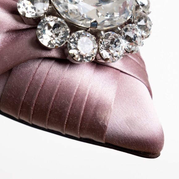 Dolce & Gabbana Crystal Embellished Satin Pumps High Heels Liliac Decollete - Picture 10 of 15